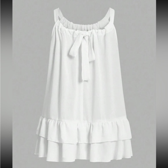 Boho Ruffle Halter Top Blouse Shirt White - Picture 3 of 9